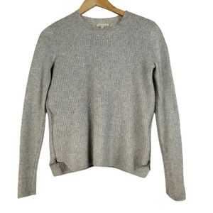 Rebecca Taylor silver lamb wool cashmere side zips knit sweater